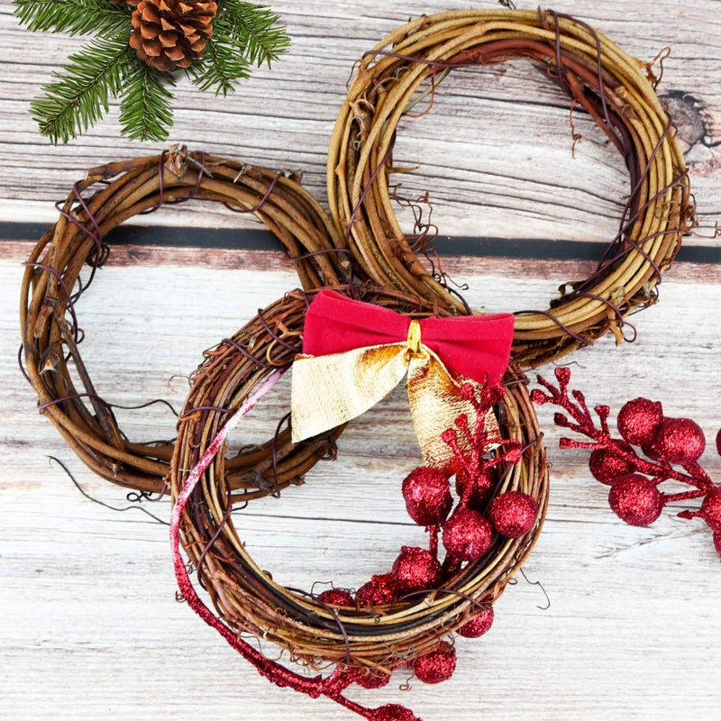 Marrywindix Grapevine Wreath Set  Marrywindix 16 Pieces Natural Vine Branch Wreath Christmas DIY Rattan Wreath Garland for Christmas Holiday Craft Wedding Decor (4 in.) - Image 5